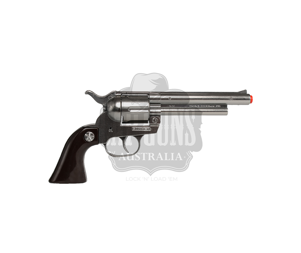 Gonher - Cowboy Revolver - Diecast Peacemaker Western Colt SAA 6 mm - 12-Shot - Black/Nickel with Box