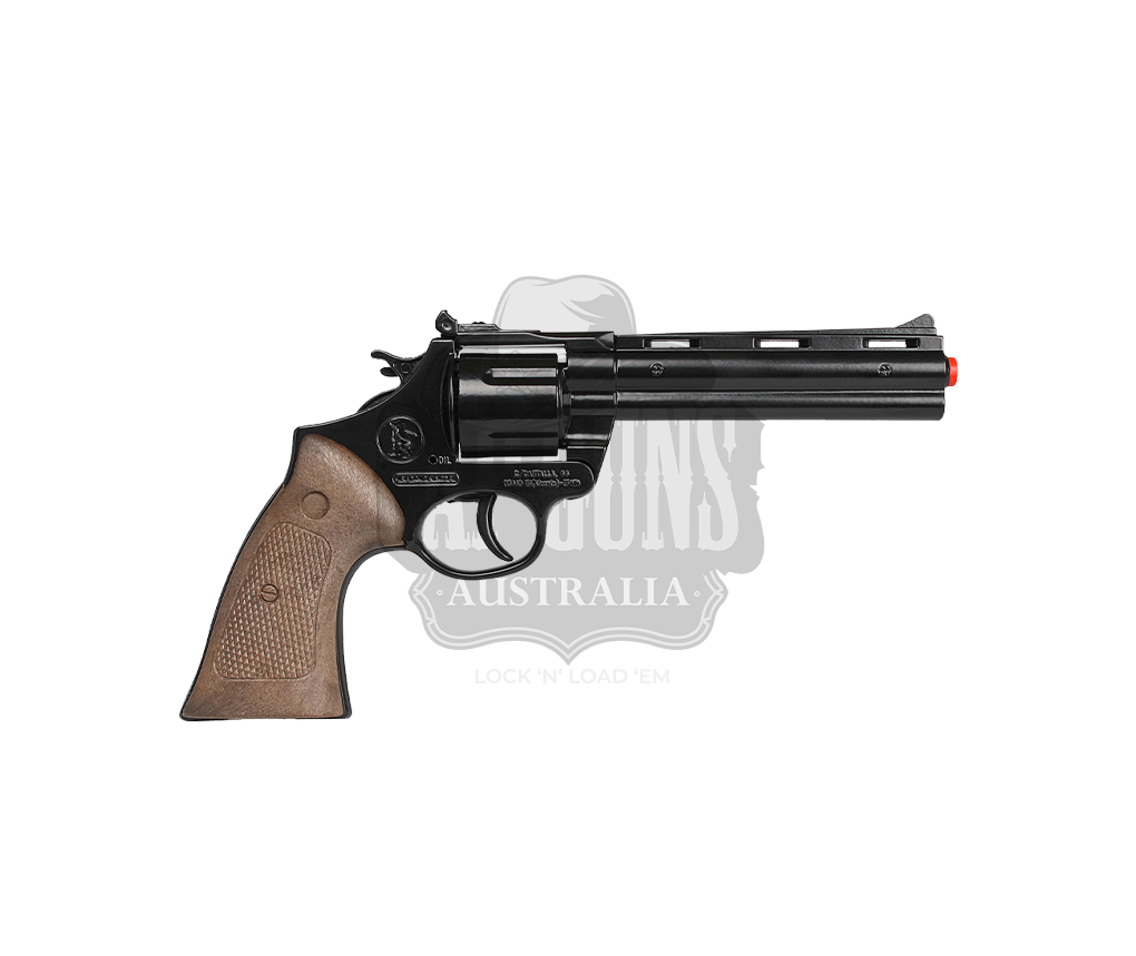 Gonher - Police Revolver - Diecast Metal - Colt Python 6" Brown/Black with Box