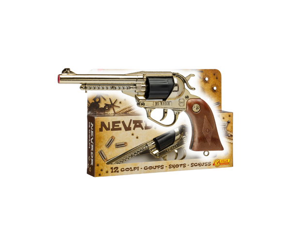 Villa Giocattoli S.R.L - Western Revolver - Nevada Gun Gold - 12-Shot with Box