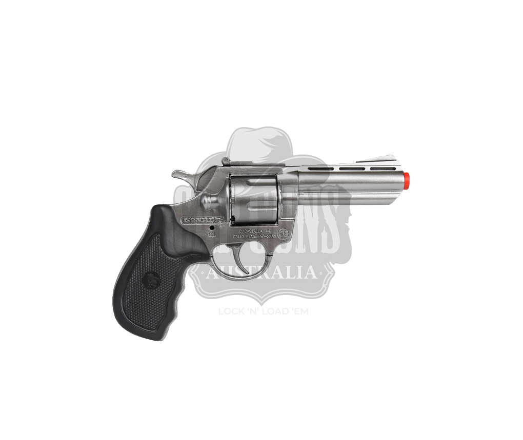 Gonher - Police Python 4" Colt Revolver Colt Cobra - 8-Shot - Diecast Metal - Black/Nickel with Box