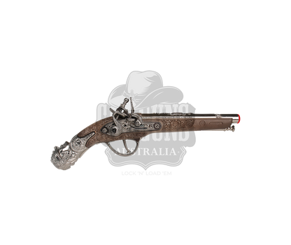 Gonher - Pirate Pistol - 1-Shot - Diecast Metal - Brown/Nickel accent with Box