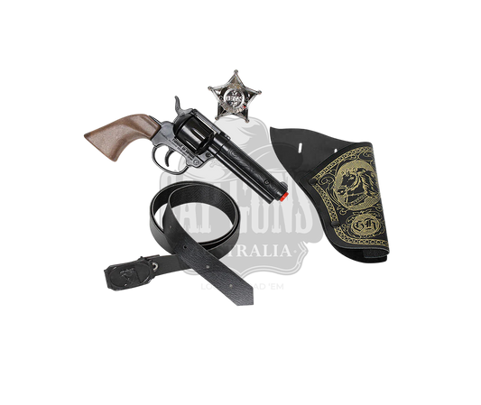 Gonher - Old West Set - Single plastic revolver, holster & Sheriff badge - 8 shot 27 cm