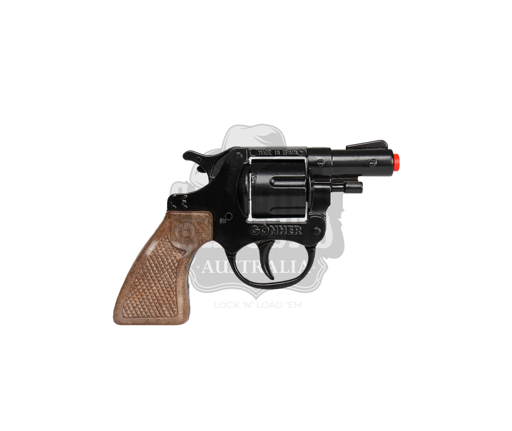 Gonher - Police Revolver -  8-Shots - Diecast Metal - Brown/Black with Box