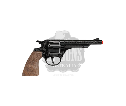 Gonher - Cowboy Revolver - 8-Shots - Diecast Metal - Brown/Black with Box