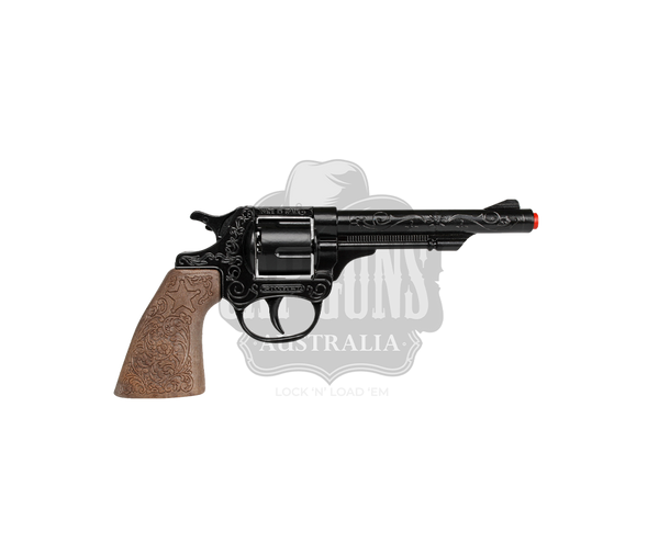 Gonher - Cowboy Revolver - 8-Shots - Diecast Metal - Brown/Black with Box