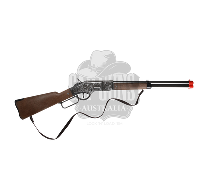 Gonher - Cowboy Winchester Rifle - 8-Shot - 82 cm - Diecast Metal - Brown/Nickel accent and lever action with Box