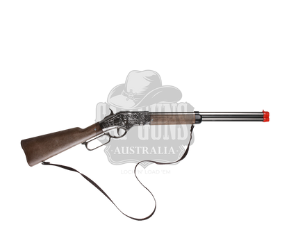 Gonher - Cowboy Winchester Rifle - 8-Shot - 69.5 cm - Diecast Metal - Brown/Nickel accent and lever action with Box