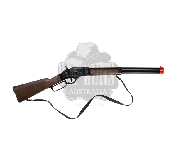 Gonher - Cowboy Winchester Rifle - 8-Shot - 69.5 cm - Diecast Metal - Brown/Black accent and lever action with Box