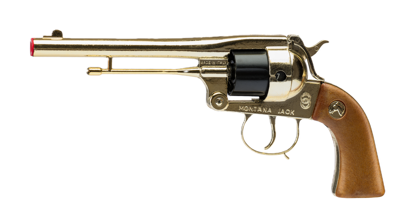 Montana Gold Toy Cap Gun Western-style toy cap gun with gold finish