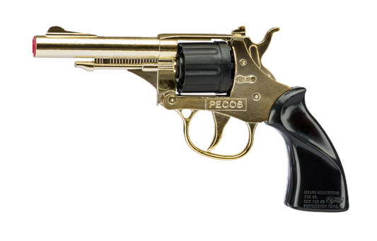 Pecos Gold Toy Cap Gun classic Western toy revolver with gold finish