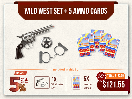 Wild West Set | Gonher Peacemaker Revolver, Texas Ranger Badge & Handcuffs
